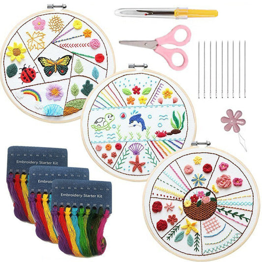 Animal embroidery practice (Basic 3-piece set)—Beginner Practice Kit